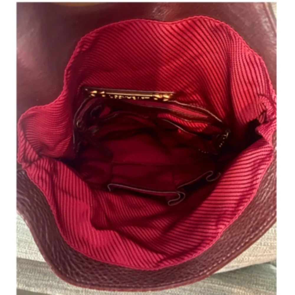 Authentic Rare Vintage burgundy/brown Lockheart fur & leather shoulder bag. Mint - Picture 6 of 9